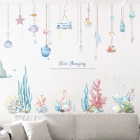 ocean whale coral wall stickers self adhesive living room background wall childrens bedroom decoration stickers wallpaper