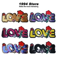 letters love patches in different colors of yellow red and gold diy handbags embroidered badges for clothes rose ironing sticker