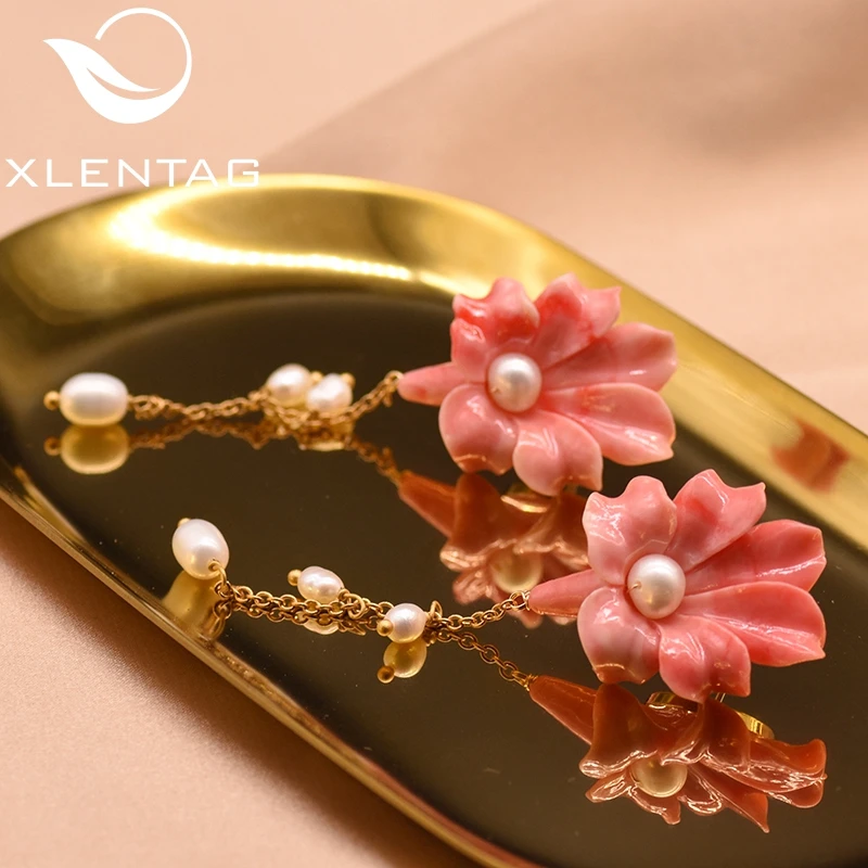 Серьги-подвески XlentAg женские из натурального жемчуга украшение для пирсинга