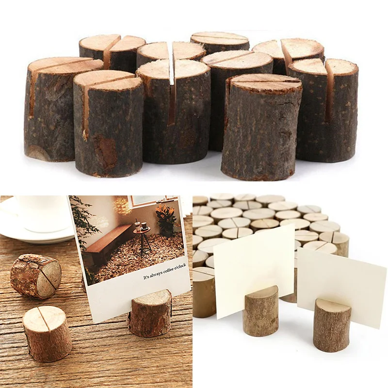 50pcs Wooden Crafts Photo Clip Natural Name Tag Place-Holder Table Number Vintage Seat Card Wedding Party DIY Accessories | Дом и сад