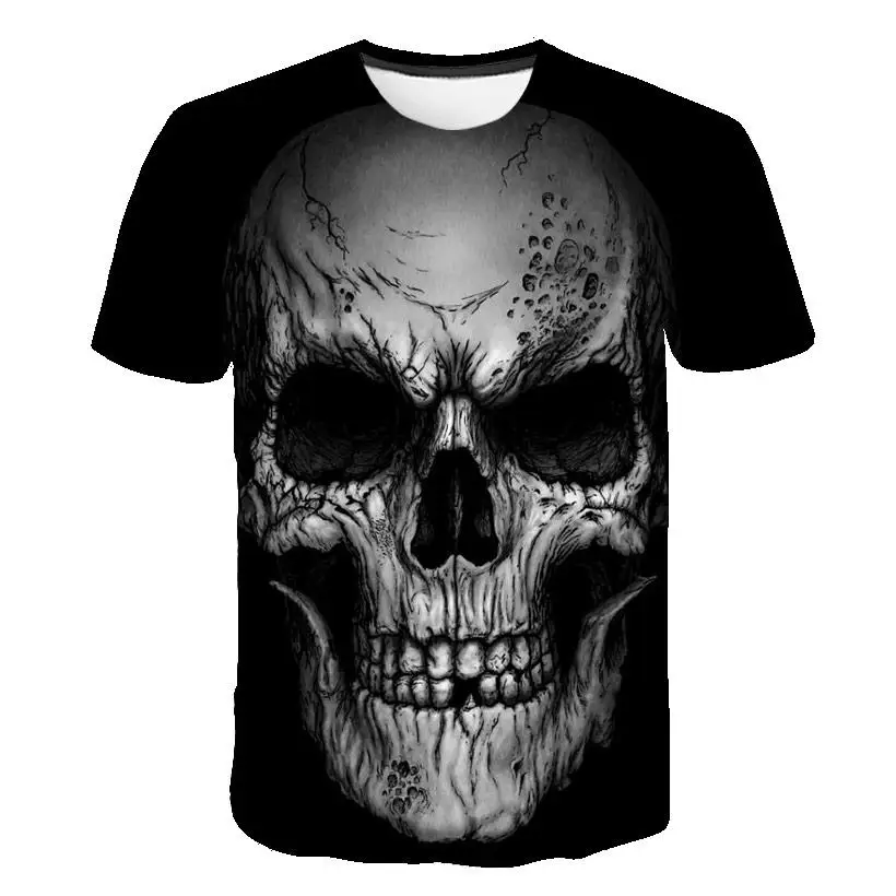 Футболка мужская с 3d-черепом в стиле Харадзюку модная тенниска коротким рукавом