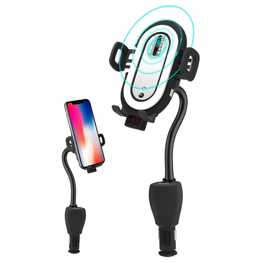 

2021 New QC3.0 Car Bracket Wireless Charging Cigarette Lighter Port Phone Navigator Infrared Induction Automatic Charging Stand