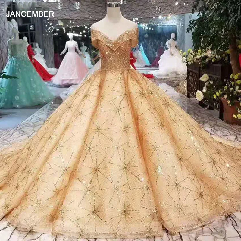 Элегантные свадебные платья цвета шампанского LS11065 2020 блестящие Бальные на