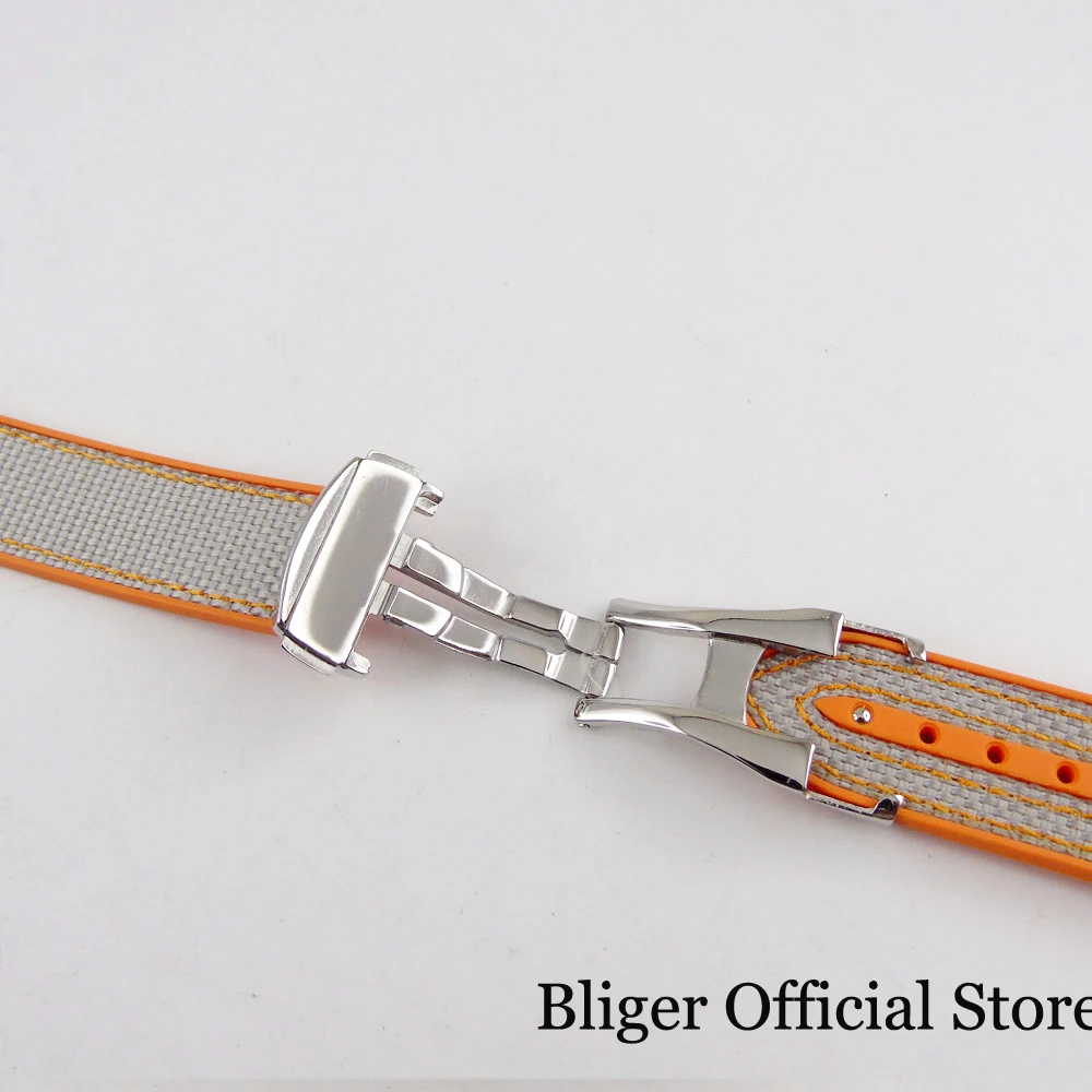 BLIGER 20 мм резиновый ремешок для часов со стальной застежкой браслета - купить по