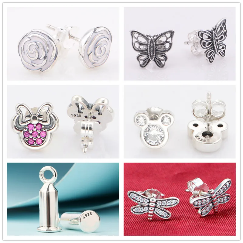 

Серьги-гвоздики женские из серебра 925 пробы с мультяшным рисунком и цветком