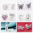 Серьги-гвоздики женские из серебра 925 пробы с мультяшным рисунком и цветком