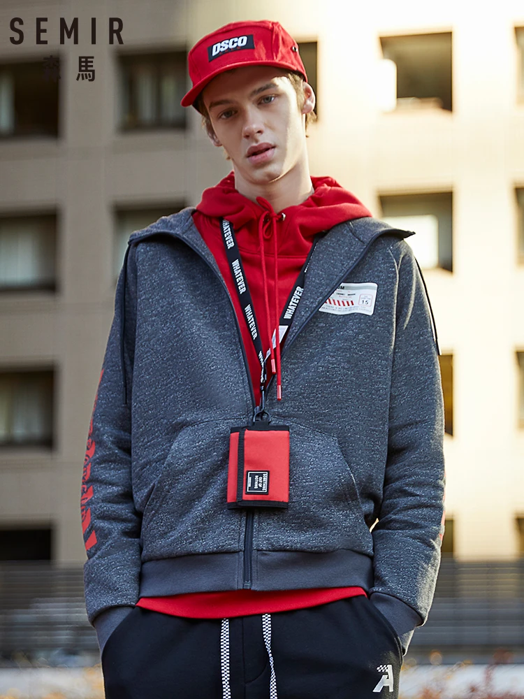 Куртка Semir мужская с капюшоном свитер надписью Спортивная весна осень 2019|Мужские
