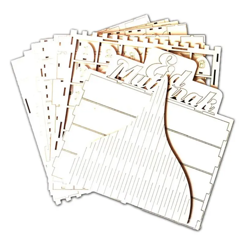 Деревянный МДФ мусульманский знак ИД Мубарак календарь с обратным отсчетом