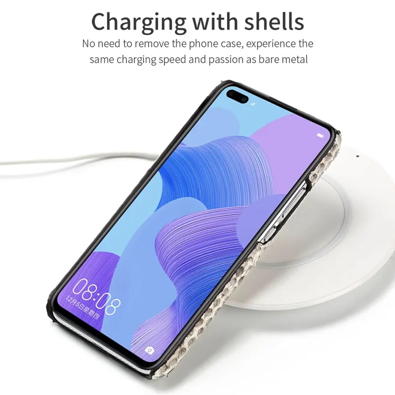 Для huawei p20 lite случае coque натуральной кожи питона для крышка телефон силиконовый
