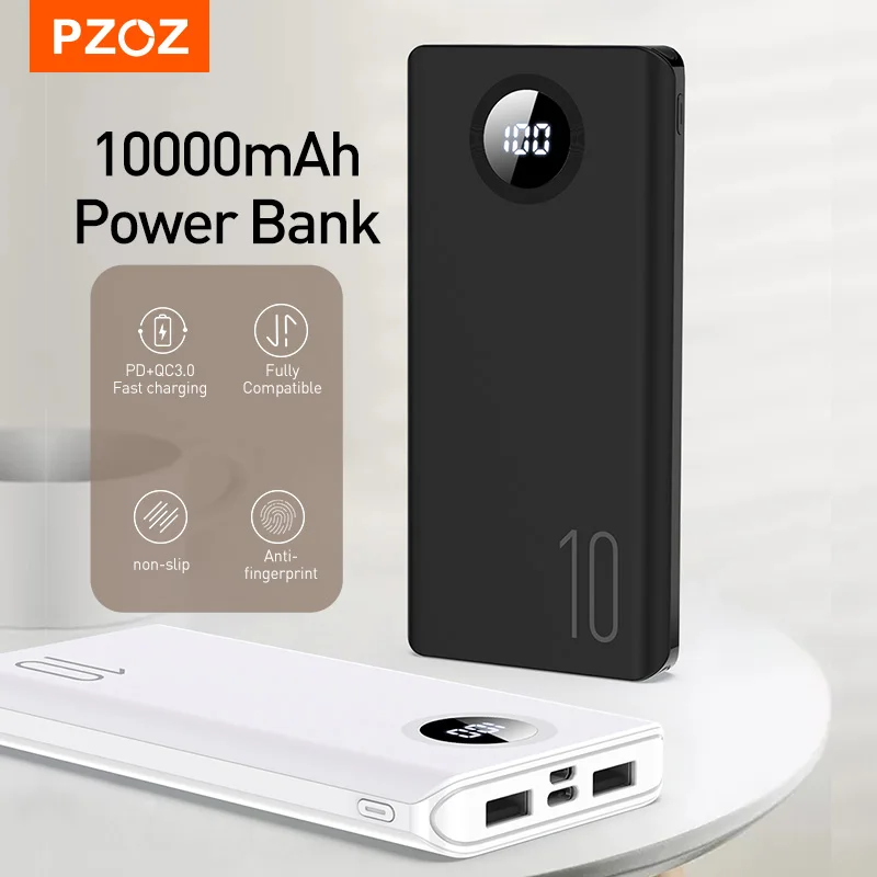 PZOZ пауэр банк 10000 мАч Мобильный телефон внешний аккумулятор 2.1A Быстрая зарядка