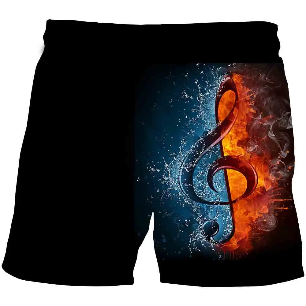 

2021 Summer Swimming Beach Board Casual Shorts Boys 3D Music Cartoon Hip Hop Shorts Comfortable Shorts Quick-drying Adult Shorts