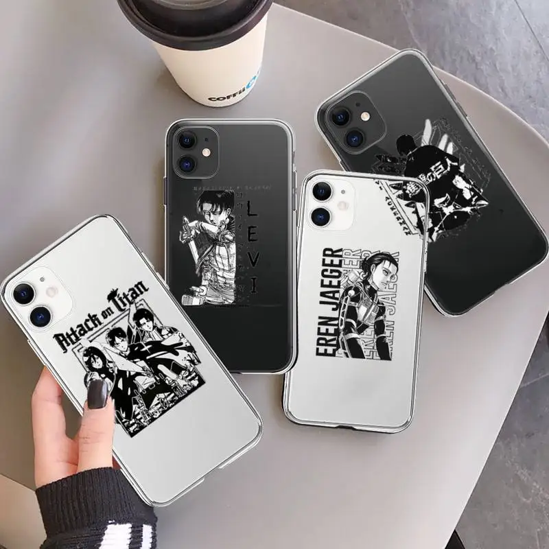 

attack on titan japan anime manga Phone Case Transparent for iPhone 7 8 11 12 13 mini pro X XS XR MAX Plus
