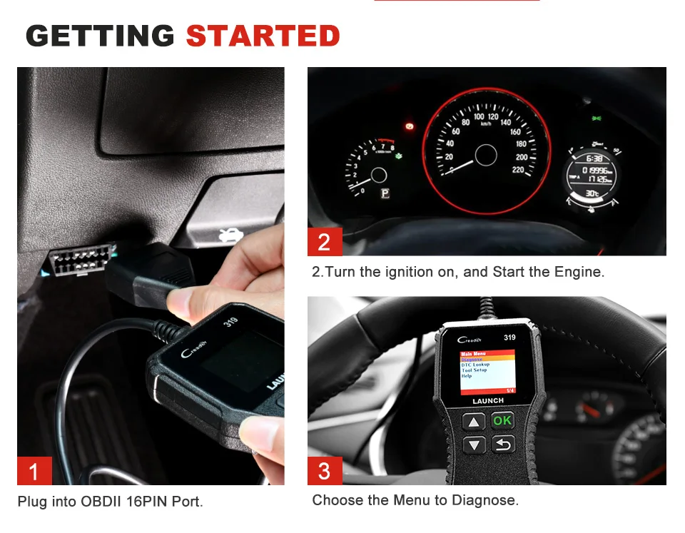 Launch Creader 319 OBD2 автомобильный сканер OBD Автомобильный диагностический инструмент русский код считыватель ODB2 OBDII OBD 2 ODB PK AD310 CR3001