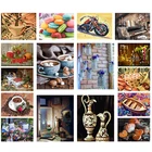 5D полноразмерная квадратнаякруглая алмазная живопись сделай сам, винтажная картина для натюрморта, чайной вечеринки, кофе, макарон, пианино, алмазная вышивка, настенное украшение для кафе