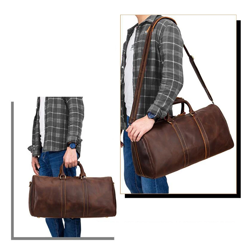 Дорожные спортивные сумки из натуральной кожи для мужчин мягкие натуральные