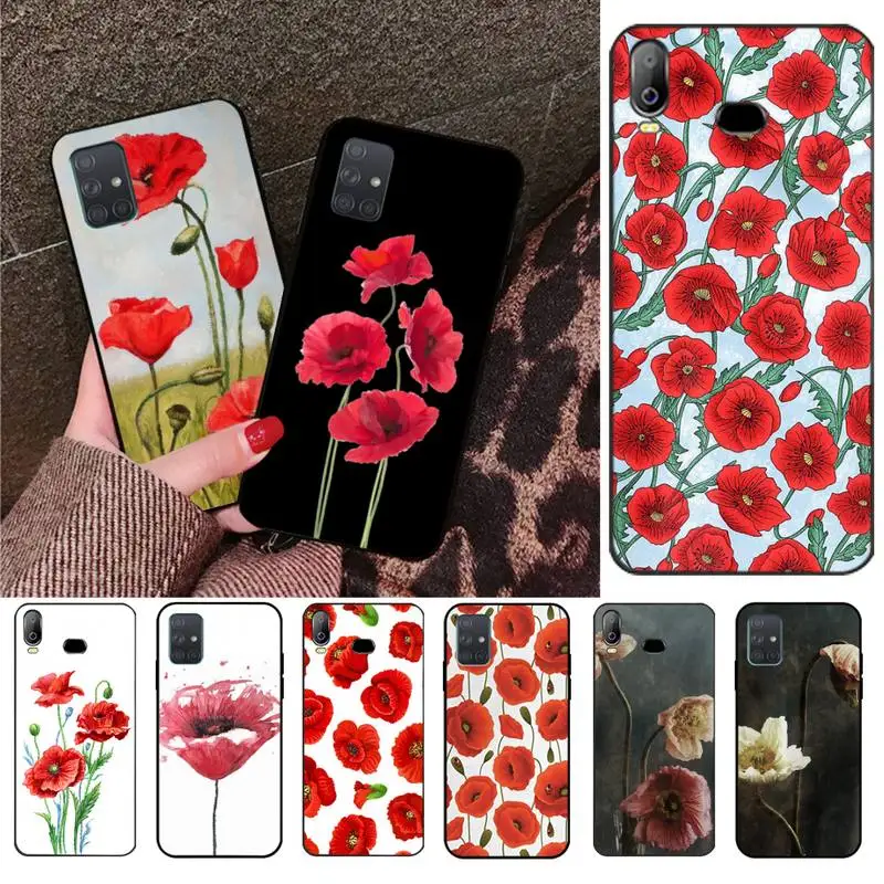 Цветы мака на руку люксовый уникальный чехол для телефона с изображением Samsung A10