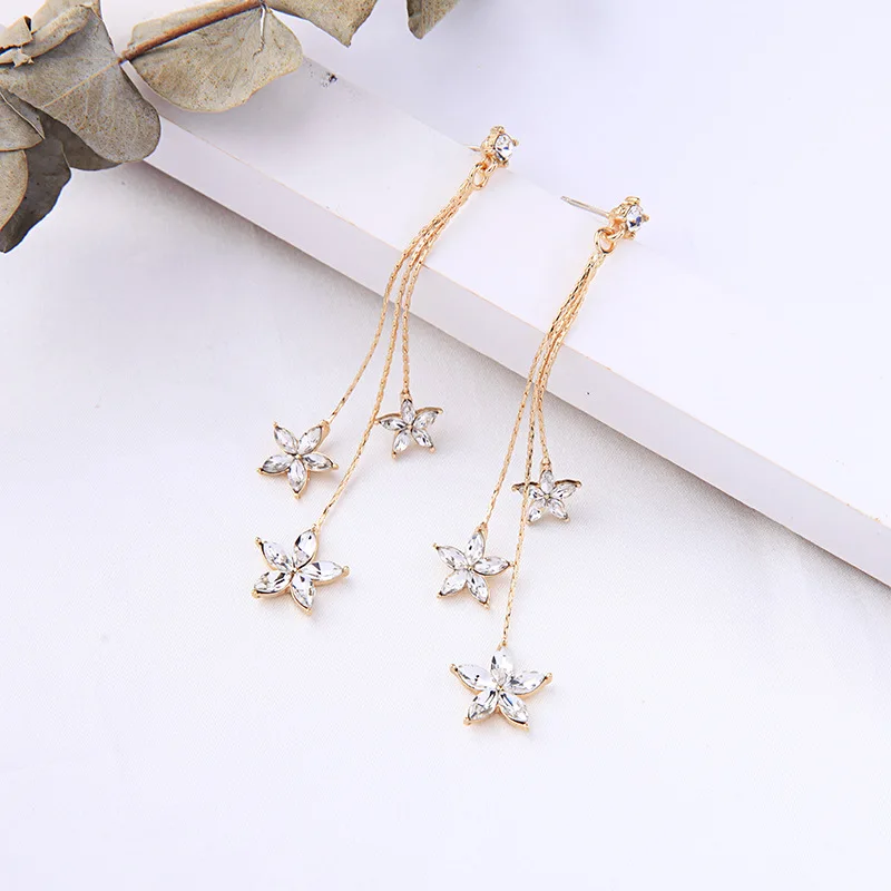 Korean version of the cold wind butterfly earrings fashion niche flowers long paragraph super fairy temperament earring | Украшения и
