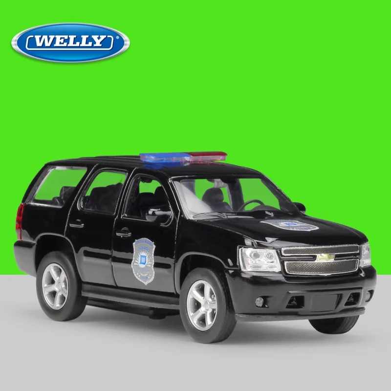 

Литая модель автомобиля Welly 1:36 Tahoe 2008, полицейский внедорожник, высокий симулятор из сплава, металлическая модель автомобиля