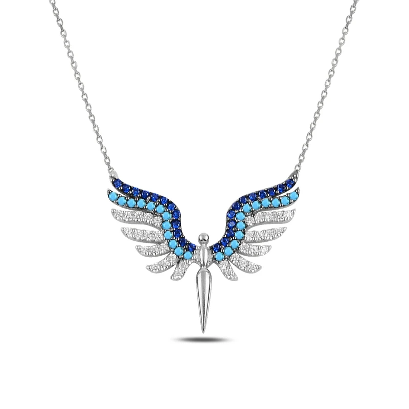 

Silverlina Silver Colorful Zircon Stone Angel Pendant