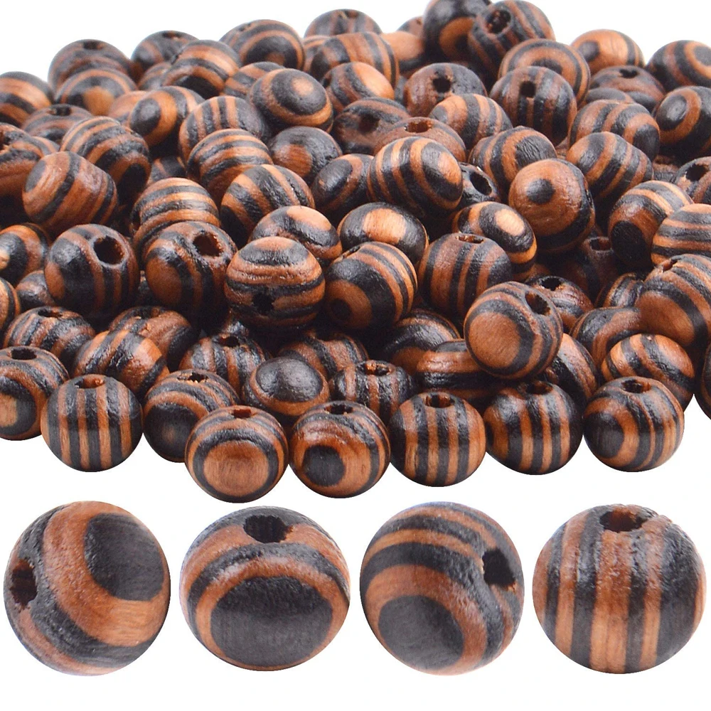 

200Pcs/lot Natural Wooden Beads 8mm Pine wood beads in walnut wood color Spacer Beads for Crafting Decoration Jewelry Making