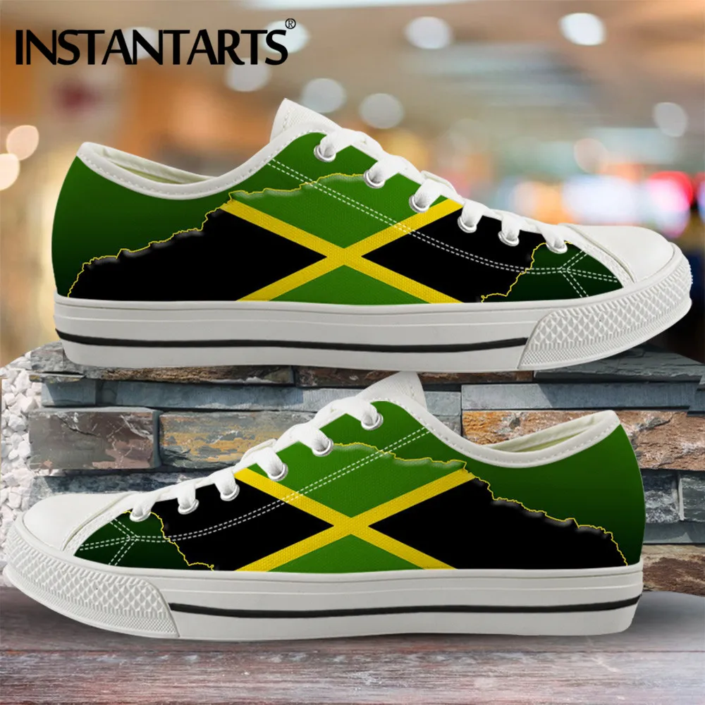 INSTANTARTS/модные парусиновые туфли с принтом ямайского флага на вулканизированной