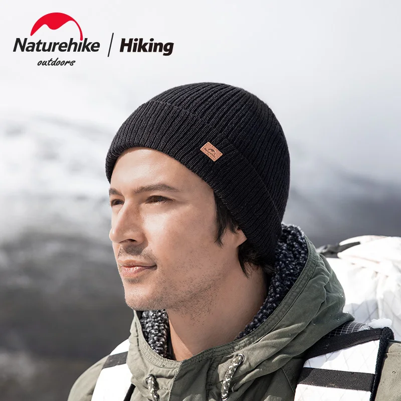 Шерстяная вязаная шапка Naturehike NH21FS553 со складками теплая утепленная для улицы