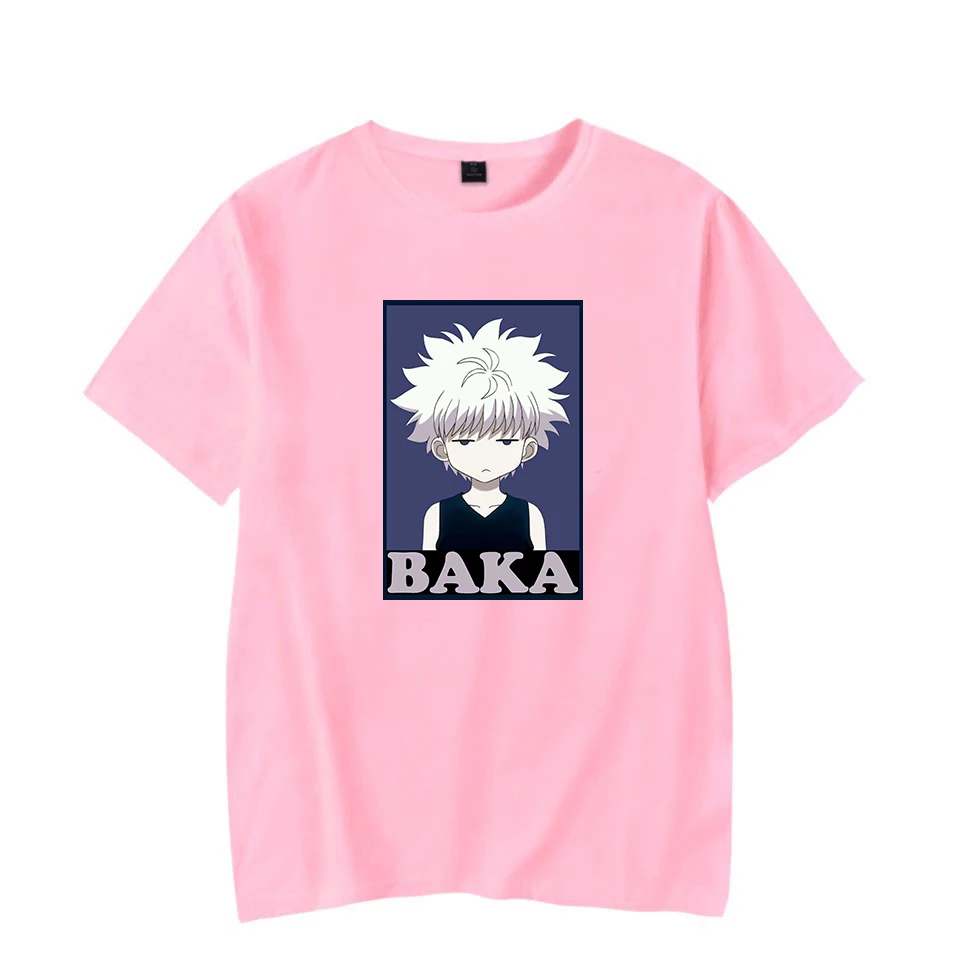 Футболка Kawaii Killua BAKA летняя футболка из 100% хлопка с коротким рукавом для женщин и