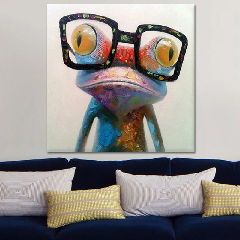 Ручная роспись счастливая лягушка картина маслом раньше для гостиной