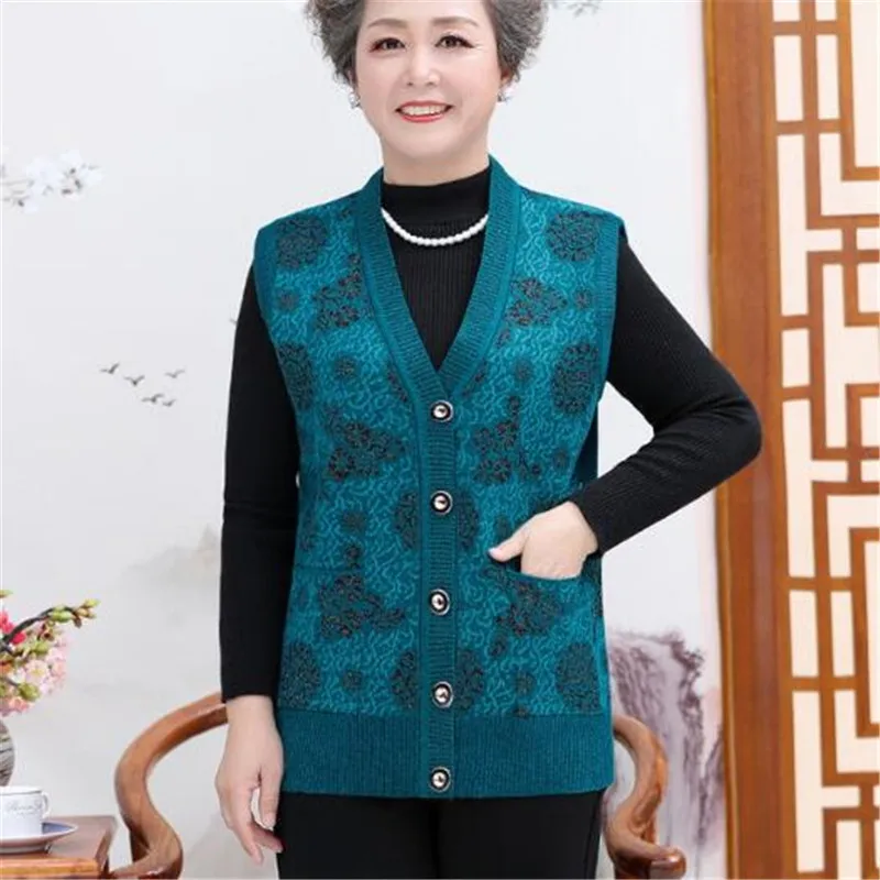 Новинка жилет для пожилых людей среднего возраста свитер женщин кардиган весны и