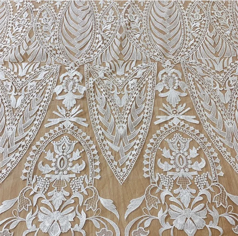 130 см в ширину высокое качество большой узор великолепное белое Тюлевое