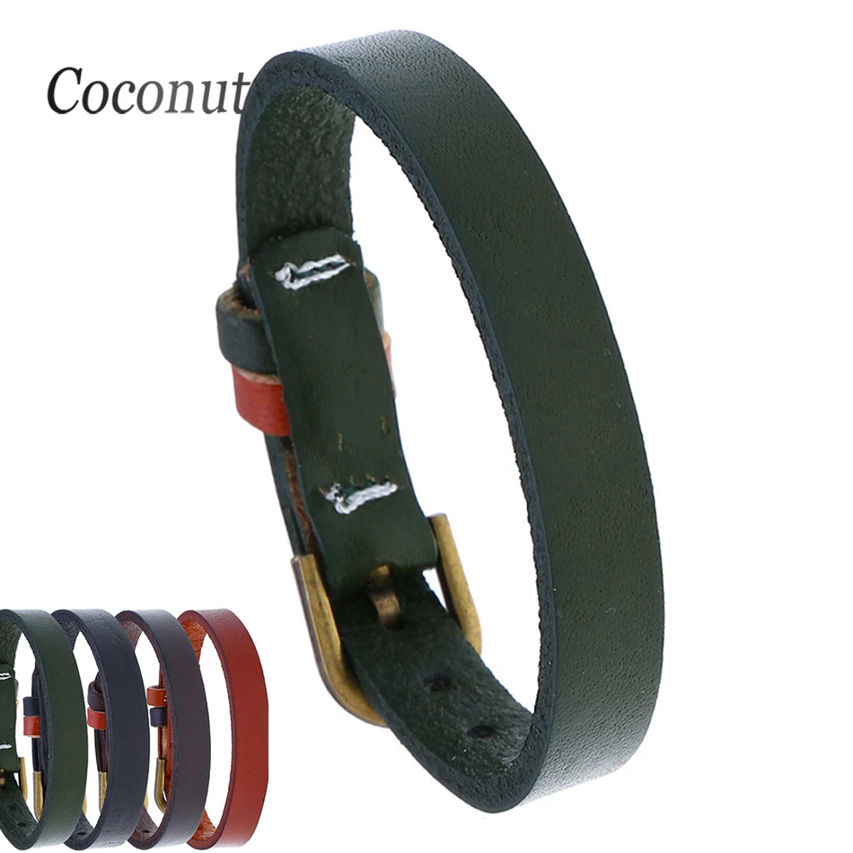 

Retro Adjustable Genuine Leather Bracelets For Women Men Cowhide Punk Bracelet Bangles Female Male Hand Chain Handmade Jewelry