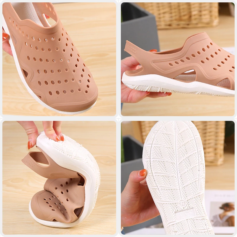 Women's Sandals Hole Shoes Solid Color Breathable Non-slip Garden Beach Outside Shoes for Women Slippers Summer Clogs Sandalias