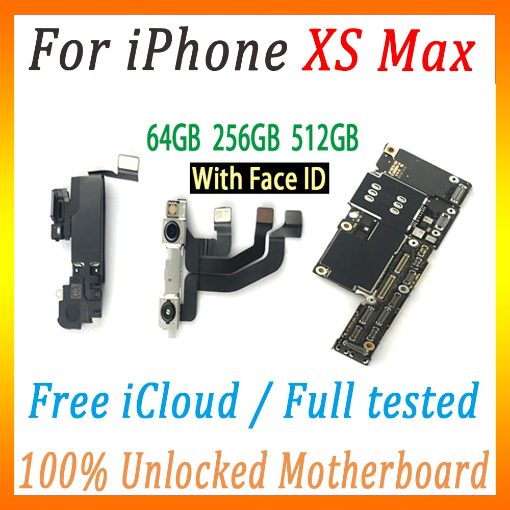 Полностью протестированная материнская плата для iPhone XS Max, материнская плата с/без панели распознавания лица, оригинальная разблокированная материнская плата с чипами