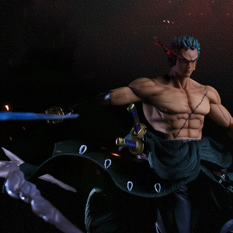 

Bandai One Piece Big Zoro Action Figure Changeable Head Hand Anime Statue PVC Model Dolls Birthday Chrismas Gift Toys For Boys