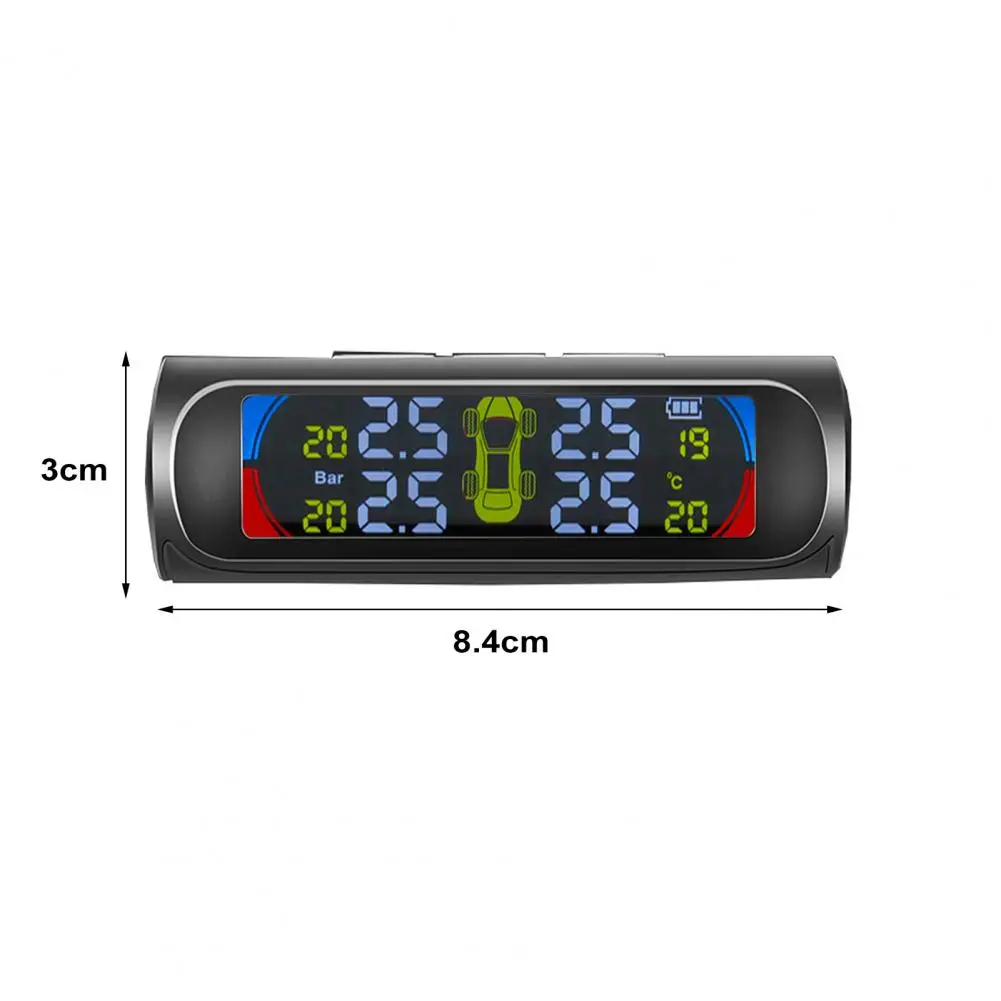 

Tire Pressure Sensor Digital Solar Power TPMS Tire Pressure Monitoring System Wireless Auto Security Alarm Tire External Screen