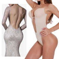 womens backless shapewear u plunge deep v neck body strapless backless bodysuit seamless thong full body for wedding dress part