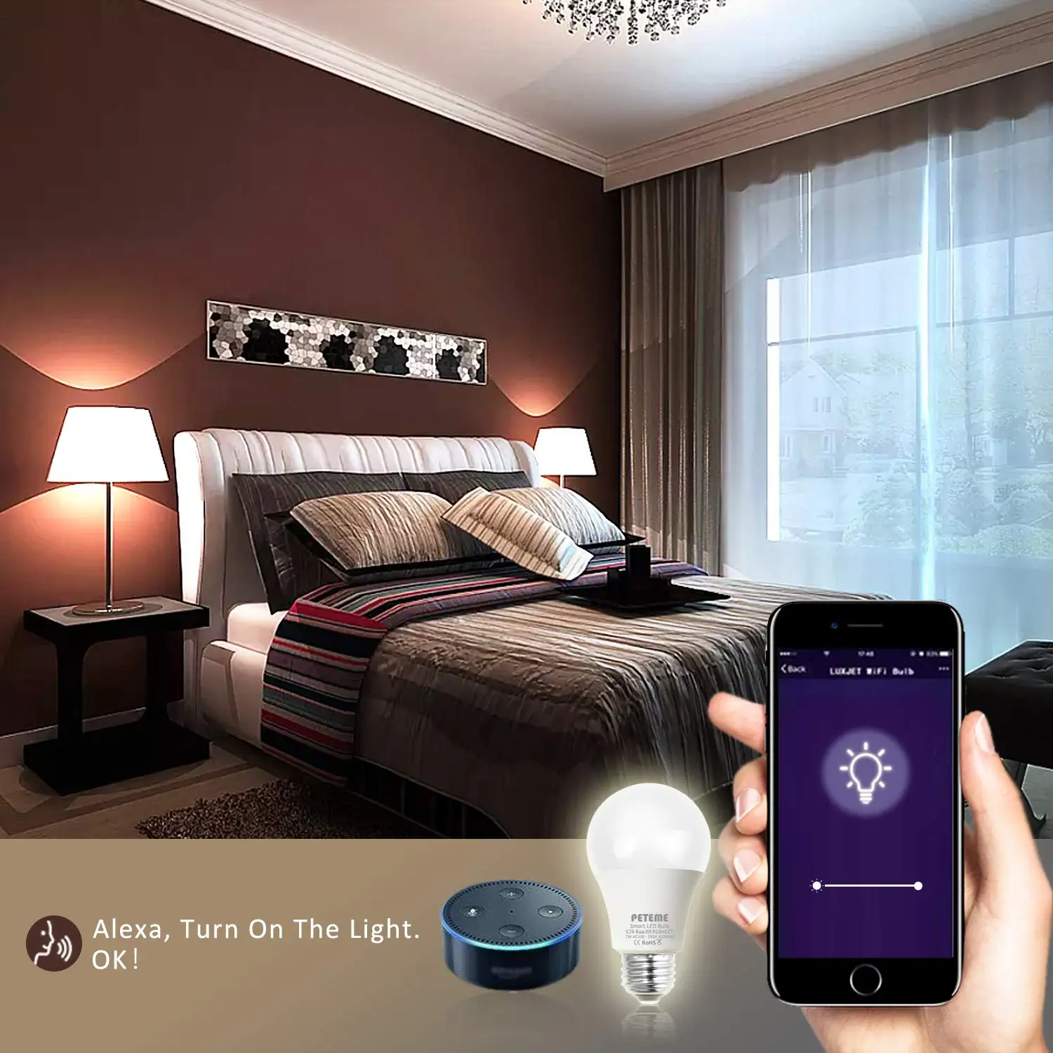 SGOE светодиодный светильник e27 110 В 220 умный дом rgb smart life app 7 Вт 2700 к 6500 кровать Alexa и
