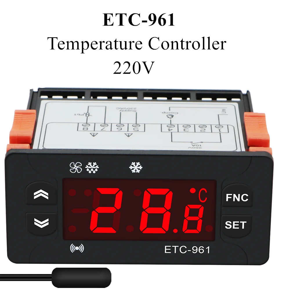 Controlador de Temperatura Geladeira Termorregulador de Controle Aquecimento Termostato Descongelação com Sensor Ntc 220v Etc-961 Instrumentos de temperatura