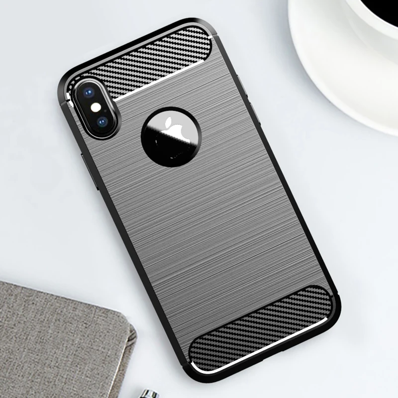 Чехол для iPhone X Xs Силиконовые Мягкие ударопрочные чехлы из ТПУ углеродного