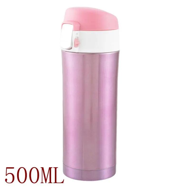 500ml pink IVYSHION 350/500 мл Термос кружка Вакуумная чашка из нержавеющей стали автомобильная бутылка с изоляцией стакан бутылка для воды чайная кружка Термокружка - Цвет: 500ml pink