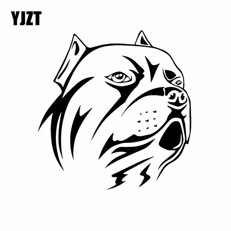 YJZT 14.4X14.9CM Наклейка на автомобиль Собака Питбуль Животное Охранник Друг Ошейник Фреска Виниловая наклейка Черный/Серебряный C24-1243 нан.
