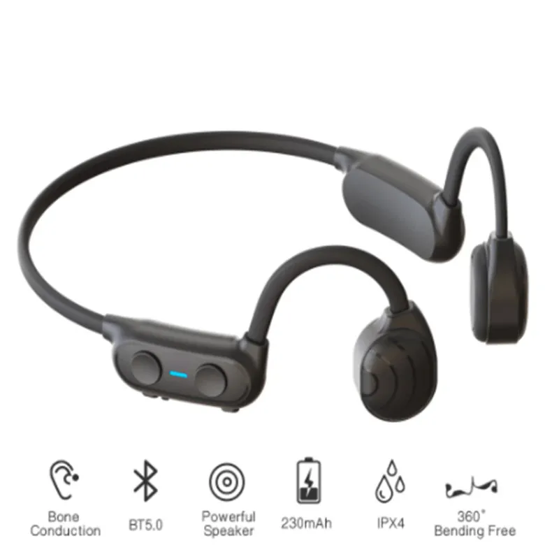 

Bluetooth Wireless Headphones Bone Conduction Sports Earphones IP56 Headset Stereo Hands-free with microphone For Running