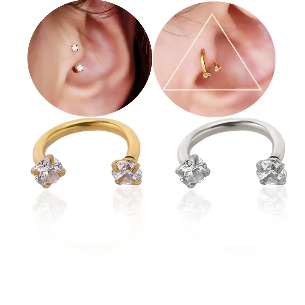 Хирургическая сталь u образный для хряща ушной раковины шпилька Циркон маленькие
