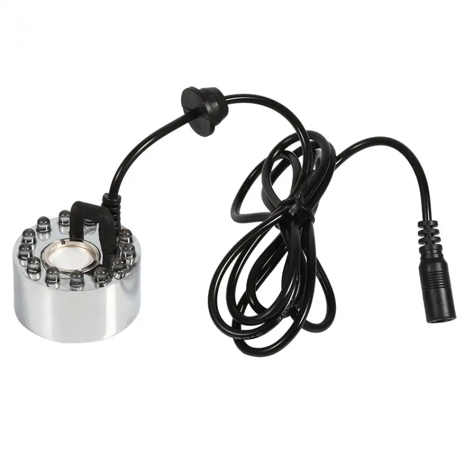 

24V Color Changing Ultrasonic Mist Maker Fogger Water Fountain Pond Atomizer Air Humidifier 12 LED With Adapter