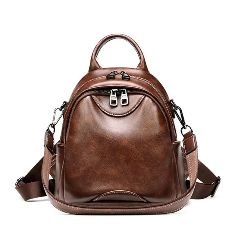 Вместительный универсальный рюкзак A модный мини в стиле ретро из мягкой кожи