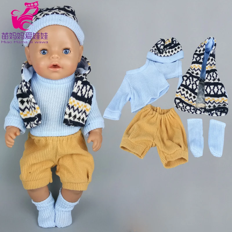 Doll Clothes 43cm Baby Boy Sweater Hat Scarf Pants for 40 Cm Winter Warm Set | Игрушки и хобби
