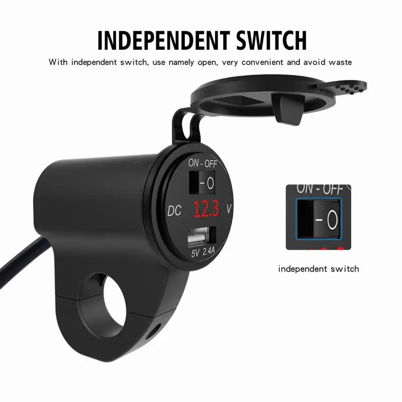 2 4a digital display mobile phone adapter aluminum alloy waterproof car fast charger with switch motorcycle usb charger free global shipping