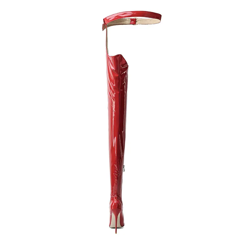 Сапоги женские эластичные блестящие на шпильке размер 44 45 46 47 | Обувь