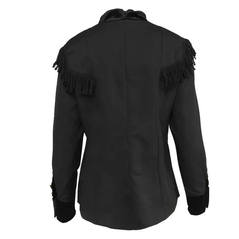 

New chic tassel temperament top fashion solid color OL button decoration long sleeve shirt women tide