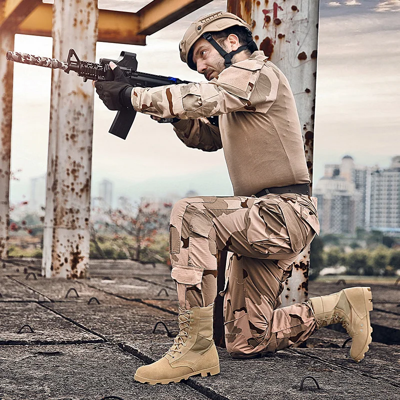 Армейские ботинки Мужские в стиле милитари Сезон весна лето Цвет черный